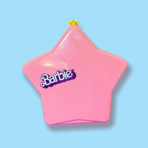 Vintage 90s Pink Barbie Star Mirror Compact Light up Case.Rare!
