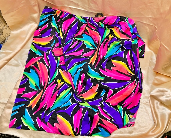 Vintage 90s Neon Mini Skirt. - image 4