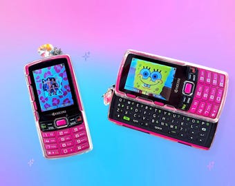 Vintage Y2K Pink Keyboard Kyocera Cell Phone!Rare.Works!