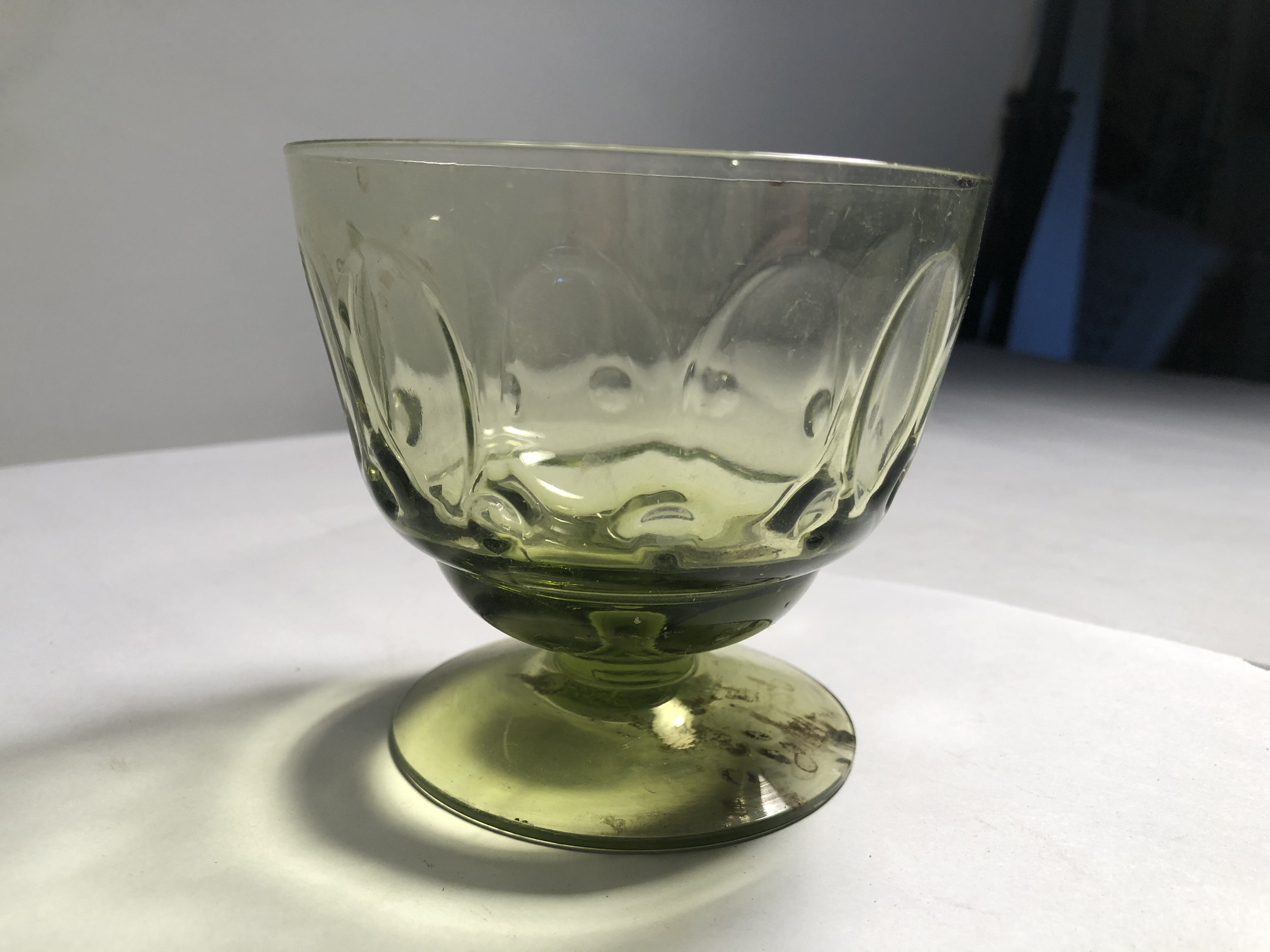 Vintage green pedestal glass Etsy