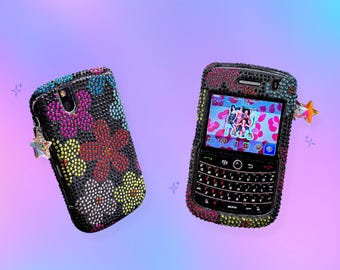 Vintage Y2K BlackBerry Keyboard Cell Phone w/Rhinestone Case!Works!