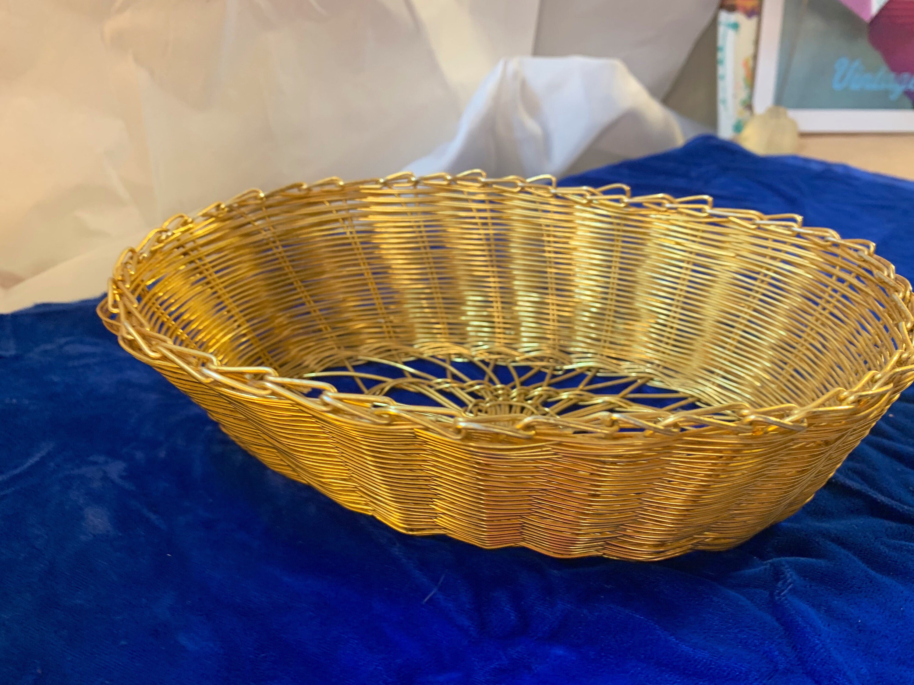 Vintage Golden Brass decorative Wire Basket Etsy