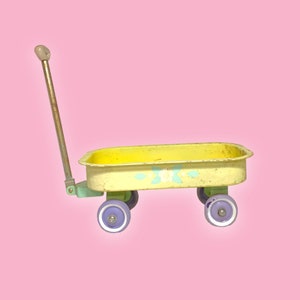 ビンテージ レトロ イエロー メタル ワゴン ローリング カート。希少。
