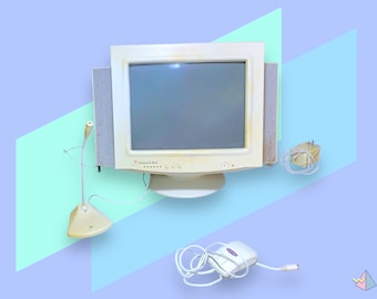 Vintage 90s PC Desktop Computer Screen Monitor Speakers . Rare . As is.