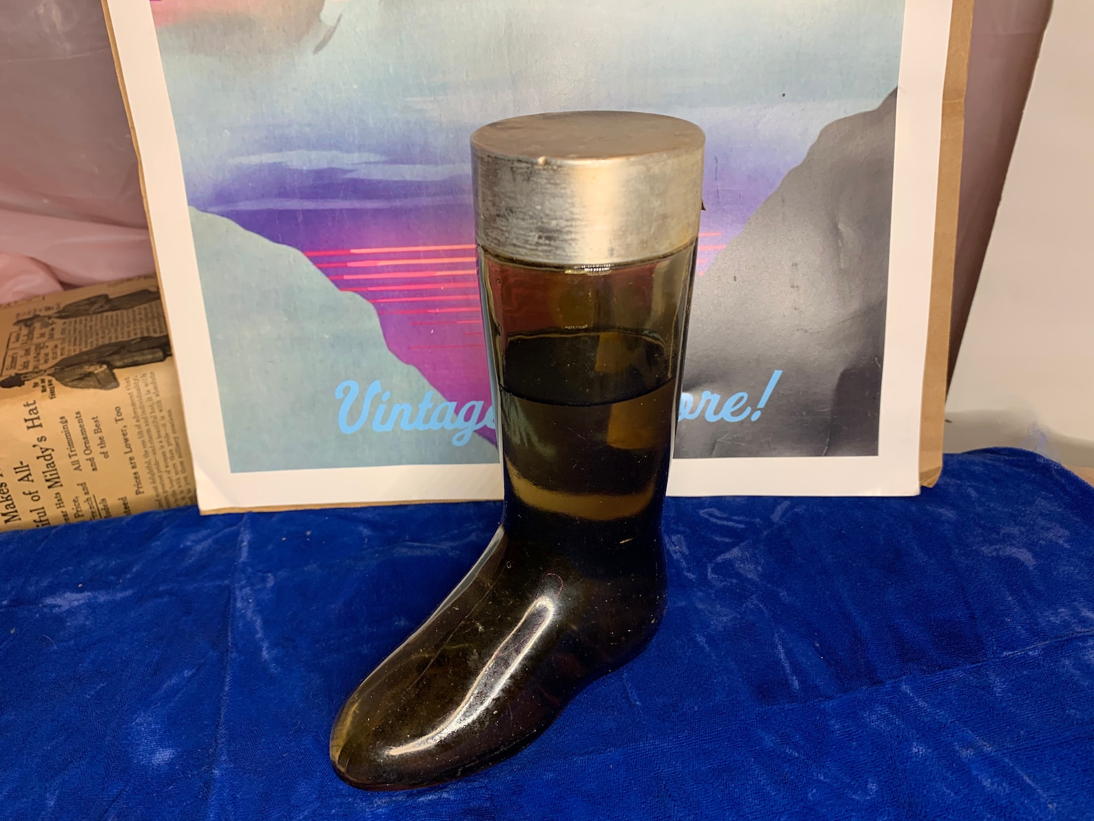 Vintage Avon Leather Boot Shaped Cologne bottle. Half Full Etsy
