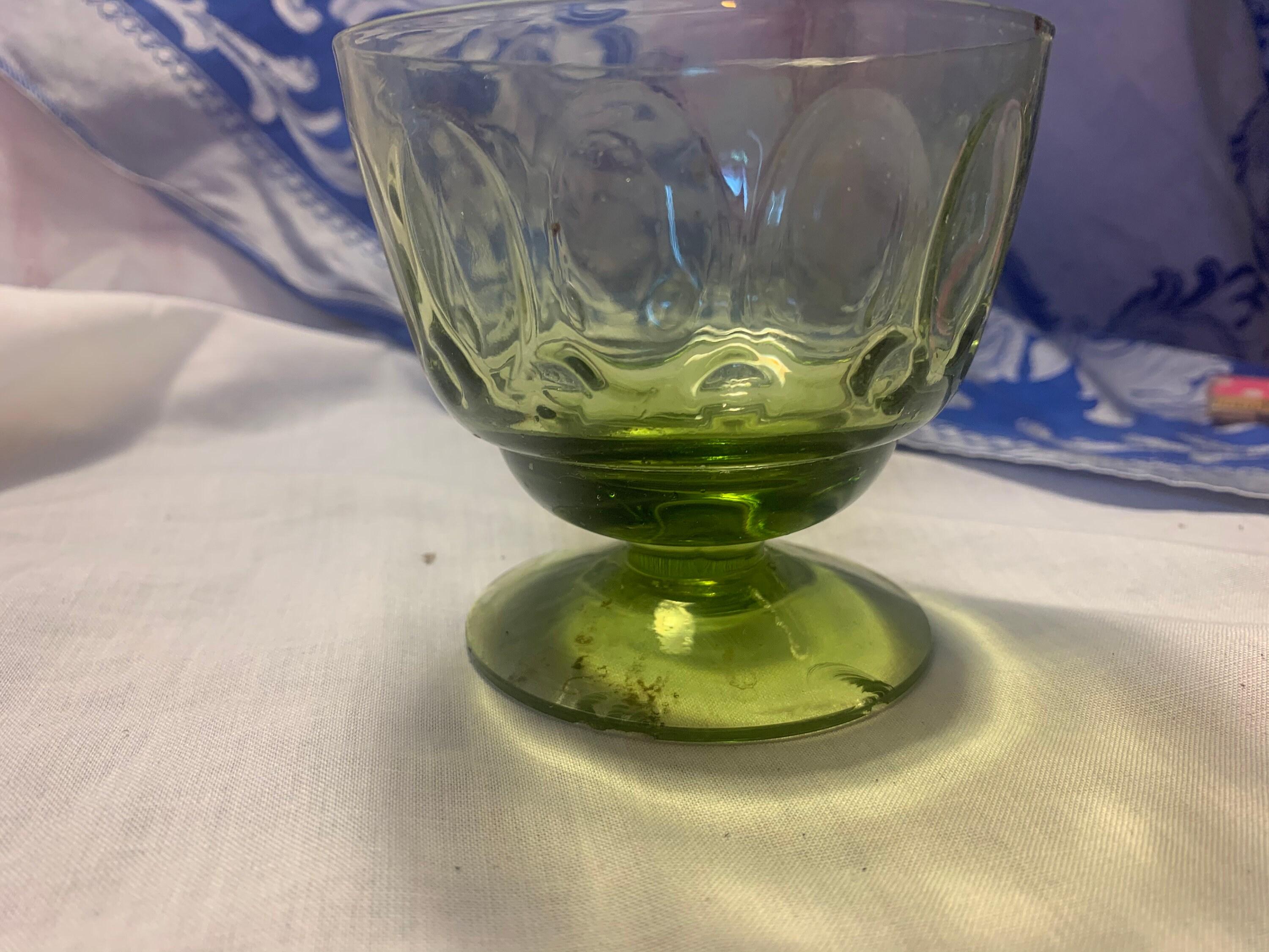 Vintage green pedestal glass Etsy