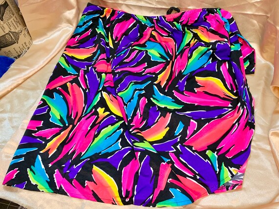 Vintage 90s Neon Mini Skirt. - image 3