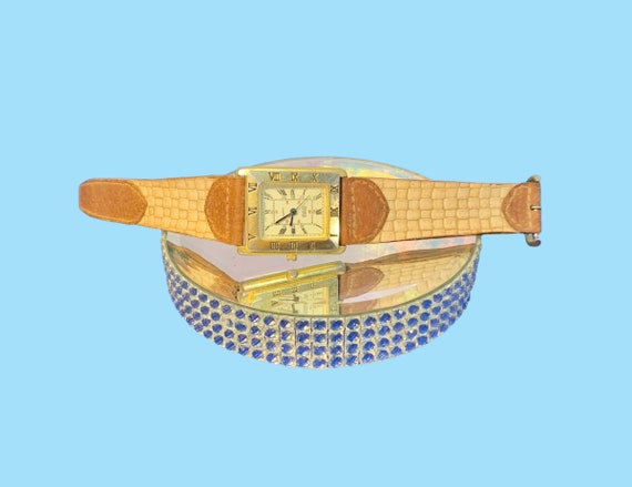 Vintage Gold Fossil Watch Leather Band. - image 1