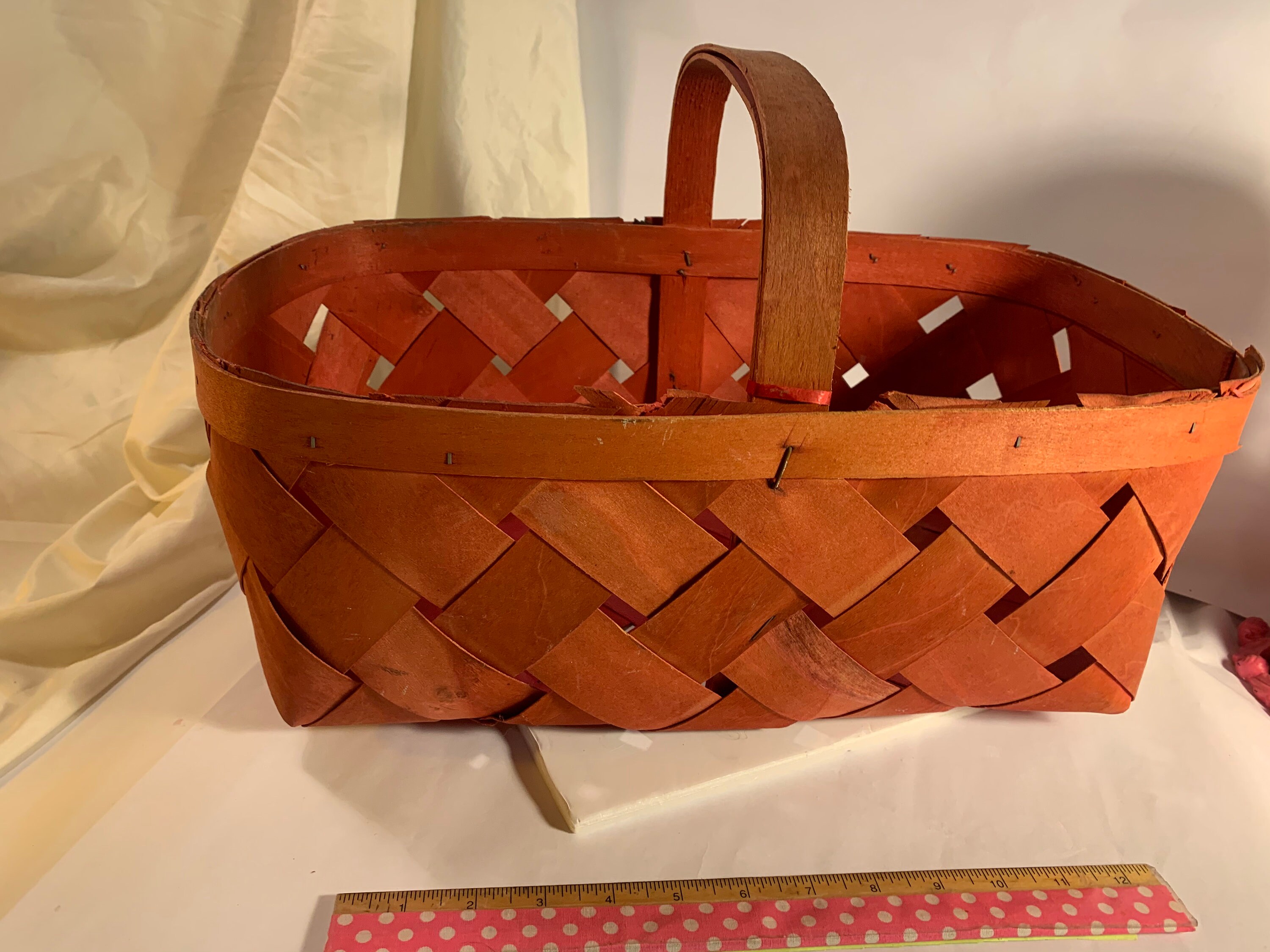 Vintage Large Woven picnic basket with Handle. Etsy