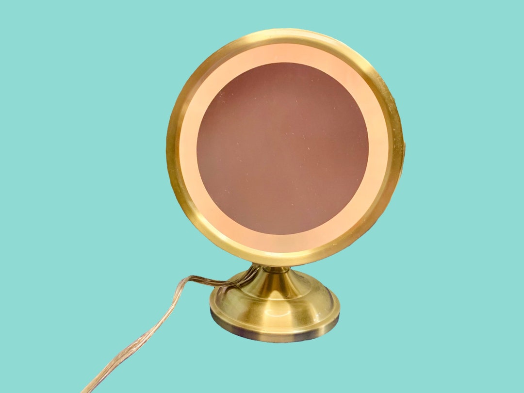 Vintage Gold Light up Makeup Mirror. Etsy
