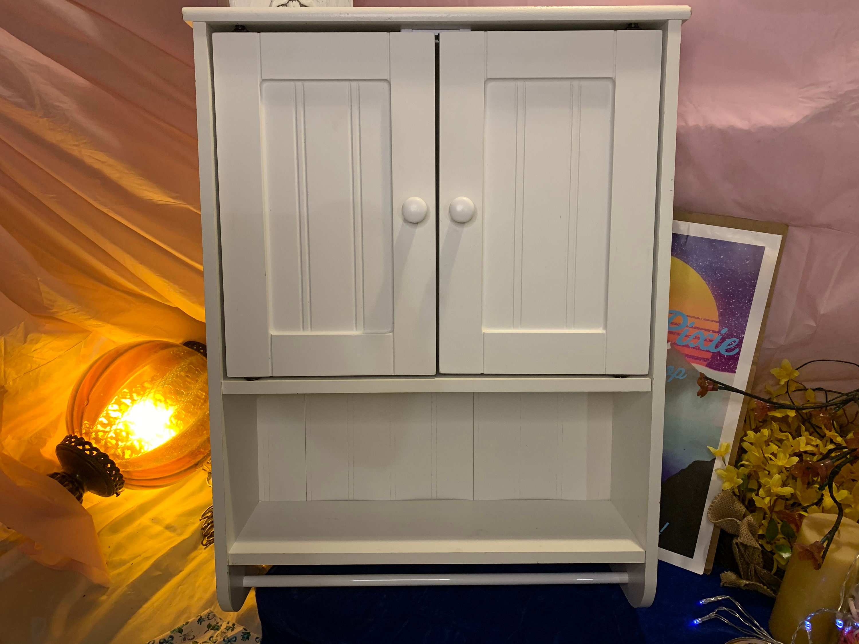 Vintage White Wooden Shelf . Etsy