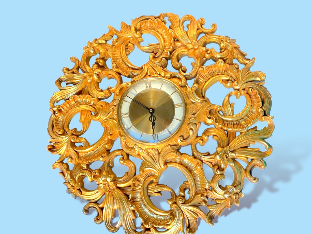 Vintage Gold Sunburst Time Wall Clock.welby .nice Etsy