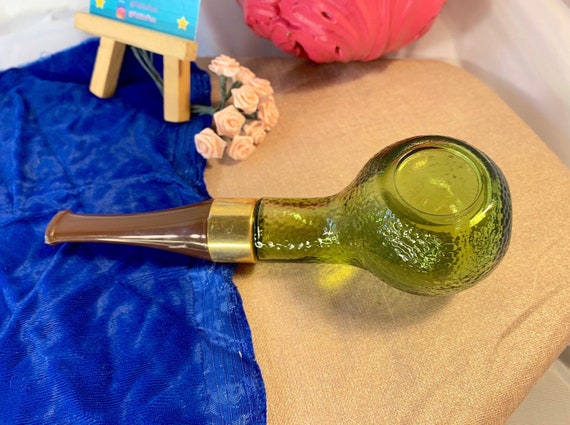 Vintage 70’s Avon Green Glass Pipe Shaped Cologne… - image 4