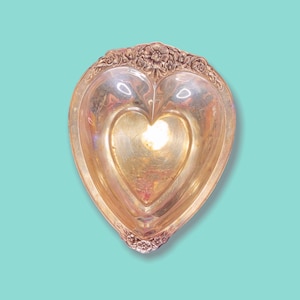 Vintage Silver Heart Jewelry  Dish.