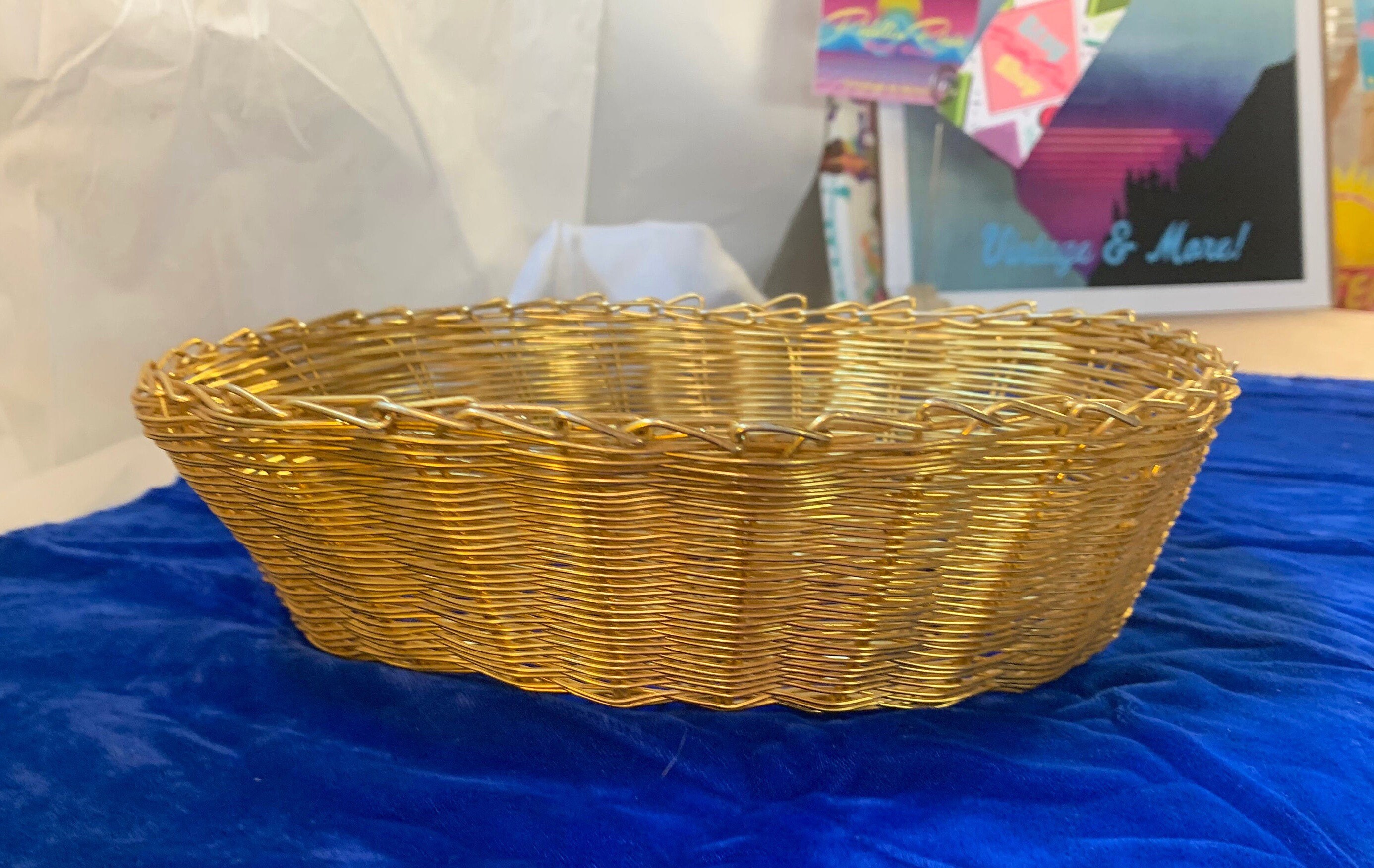 Vintage Golden Brass decorative Wire Basket Etsy
