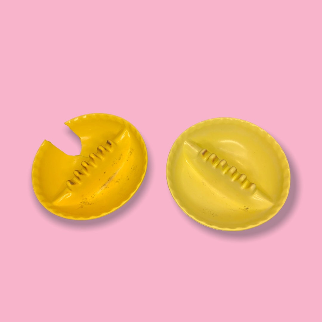 Vintage Plastic Yellow Ashtrays Etsy