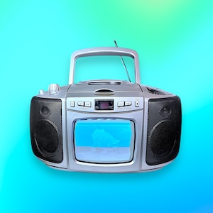 Vintage Y2K TV CD Stereo Boombox Player.as is.