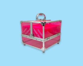 Vintage Y2K Pink Clear Caboodles Makeup Case.