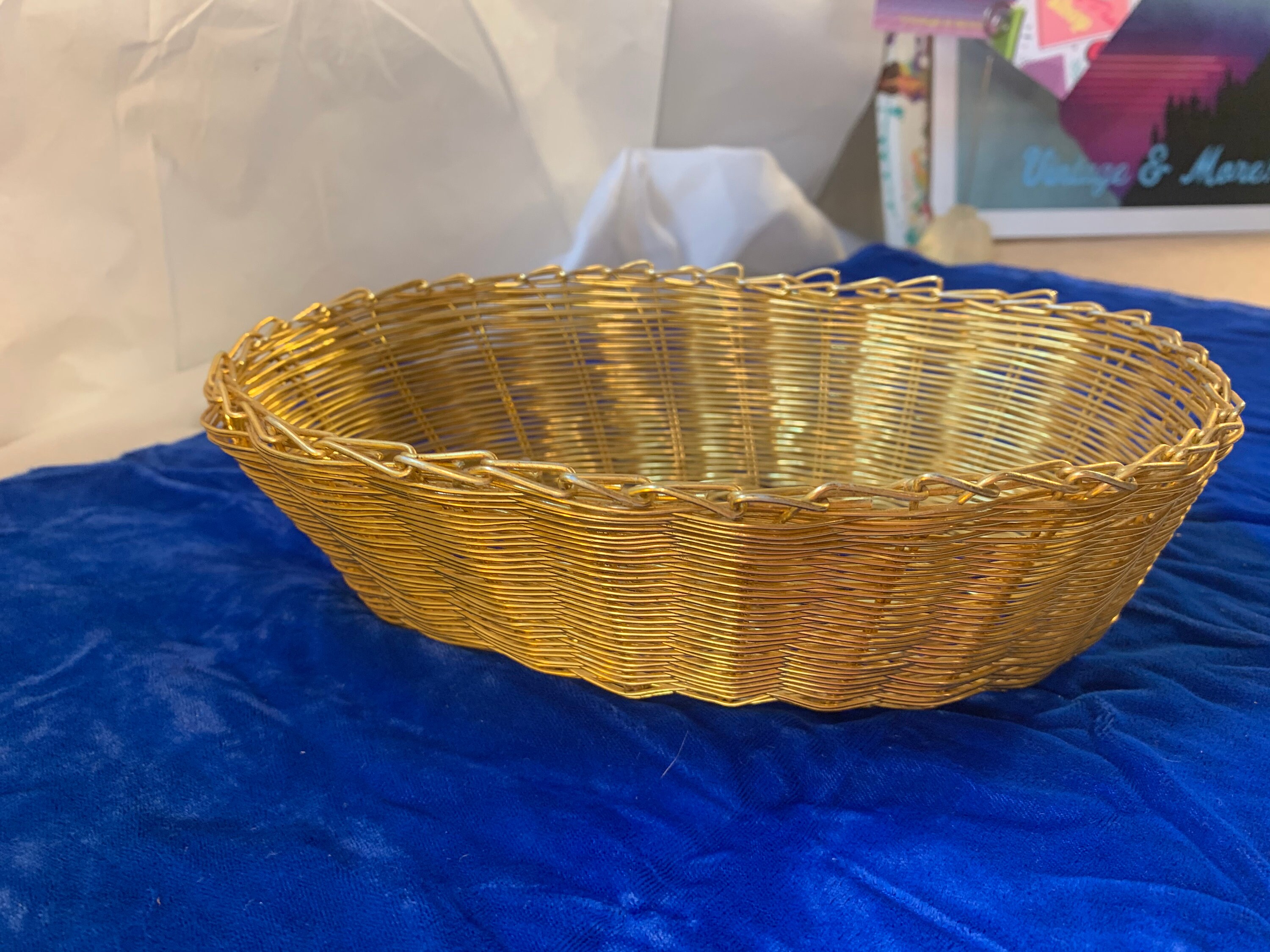 Vintage Golden Brass decorative Wire Basket Etsy