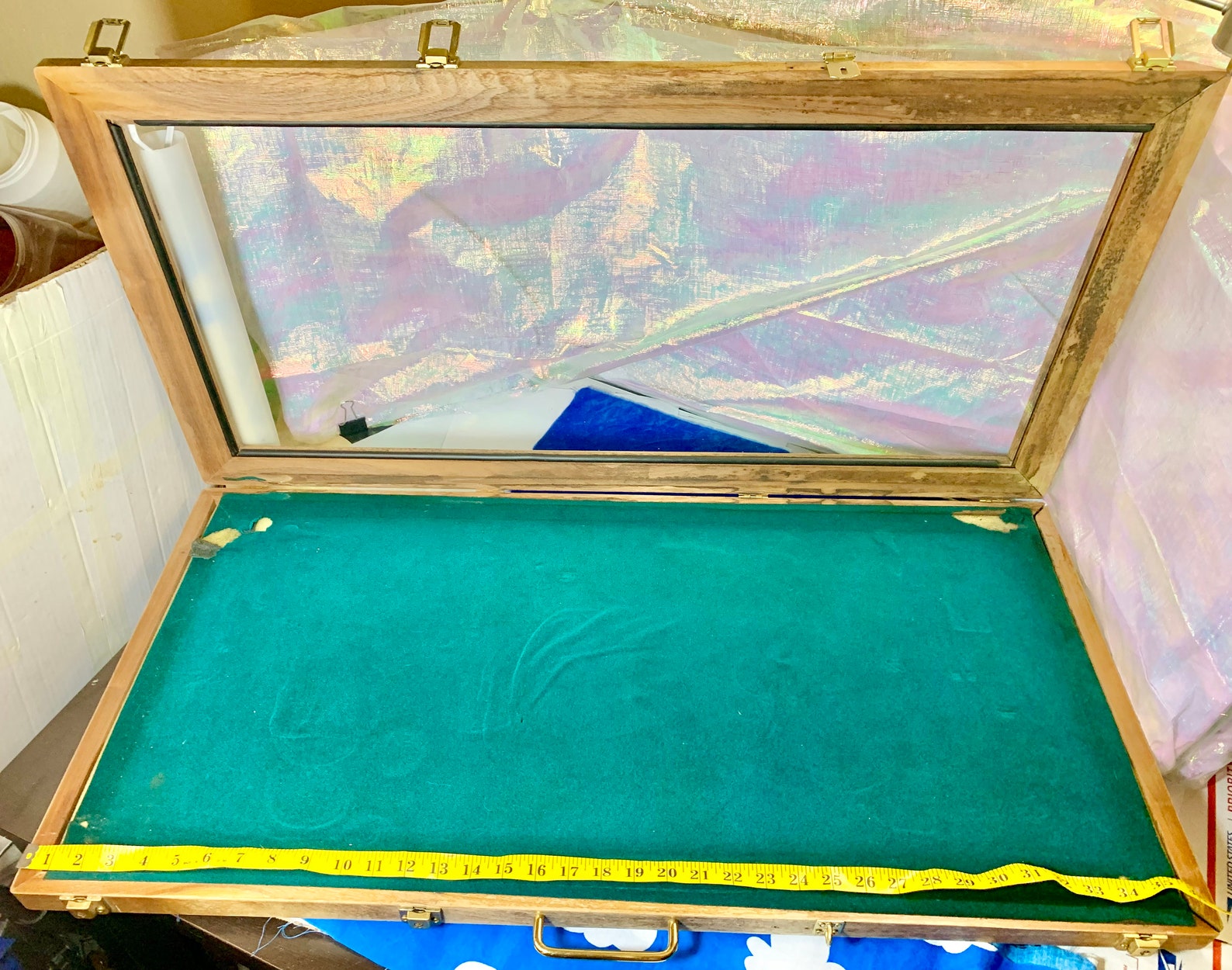 Vintage Wooden Glass Display Case. Etsy