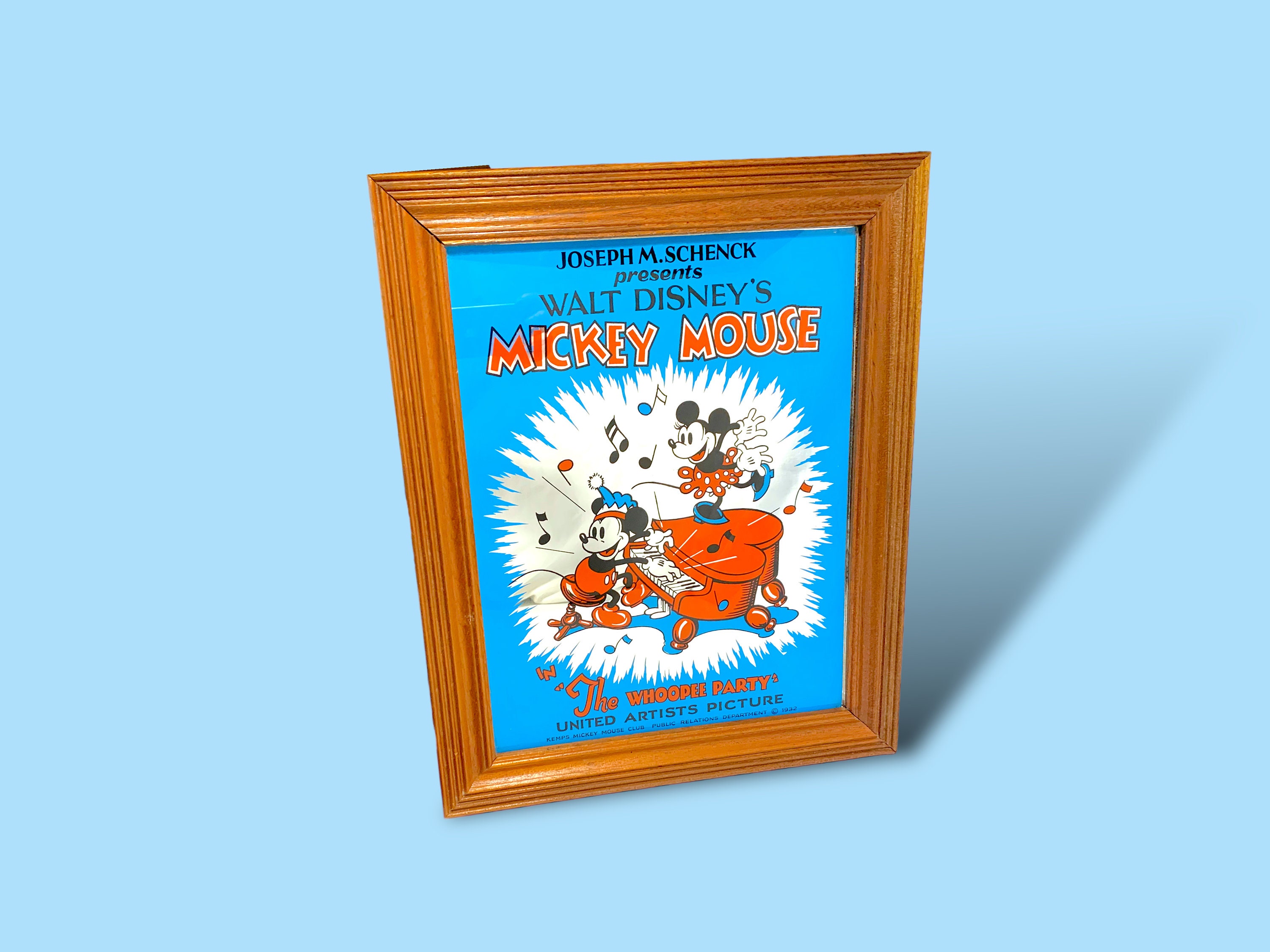 Vintage Walt Disney Mickey Mouse Mirror Wall Picture. Rare. - Etsy