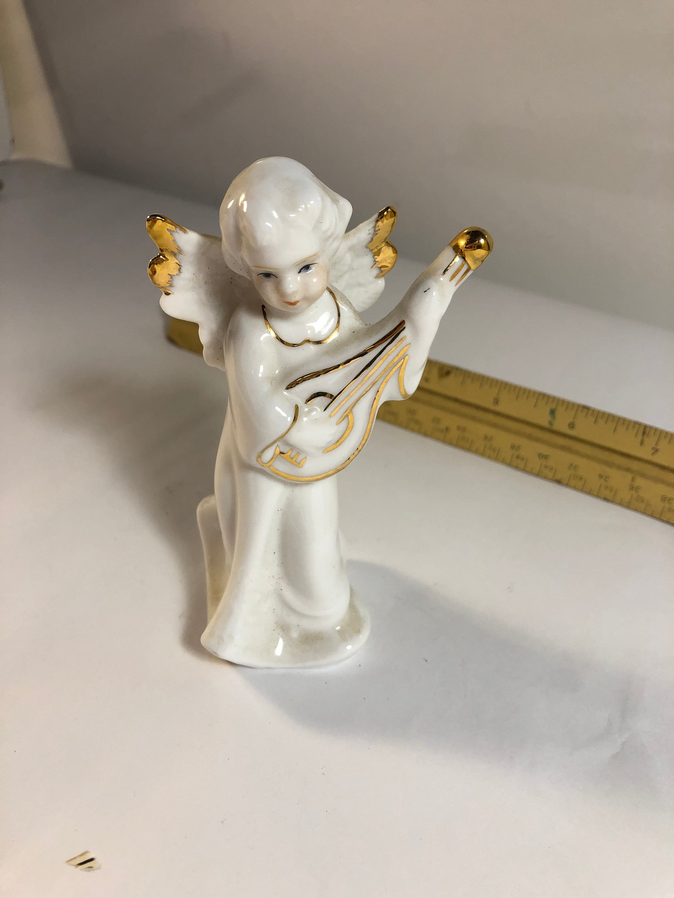 Vintage 24k gold Porcelain angel figurine. Etsy