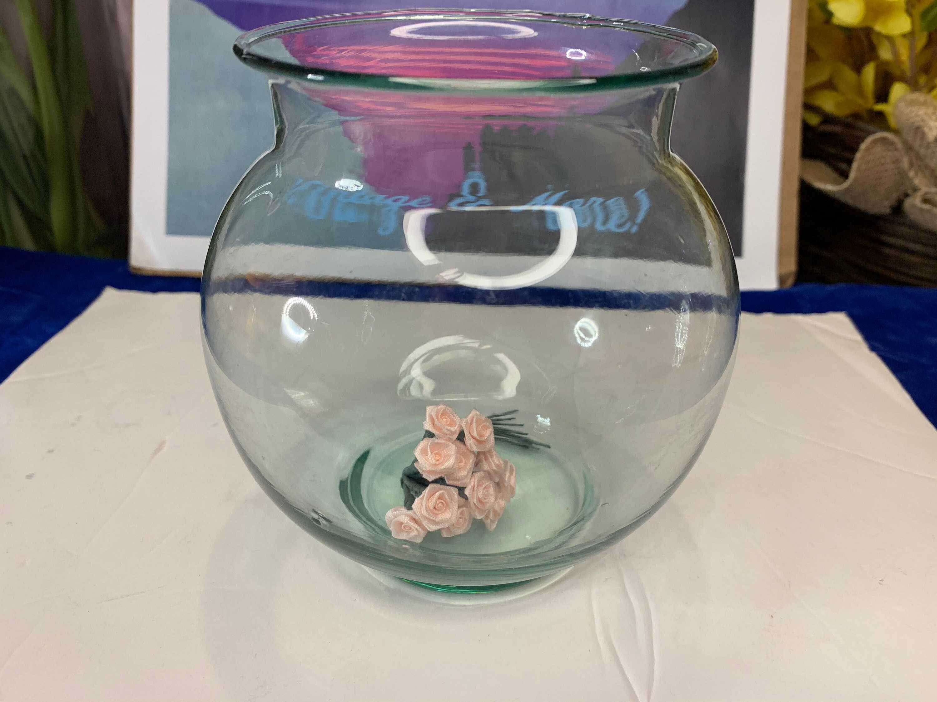 Vintage Green Tinted Glass Globe bowl. Etsy