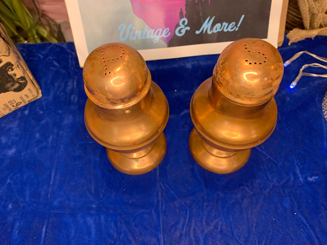 Vintage Copper Salt and Pepper Shakers Etsy