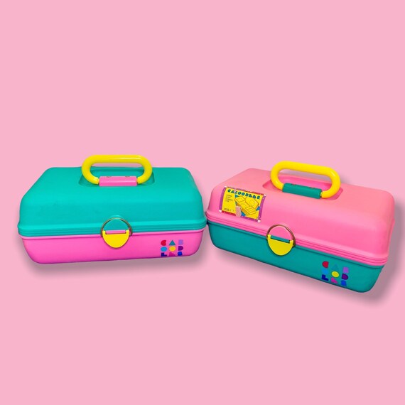 Vintage 90s Pink & Green Caboodles Makeup Case. R… - image 1