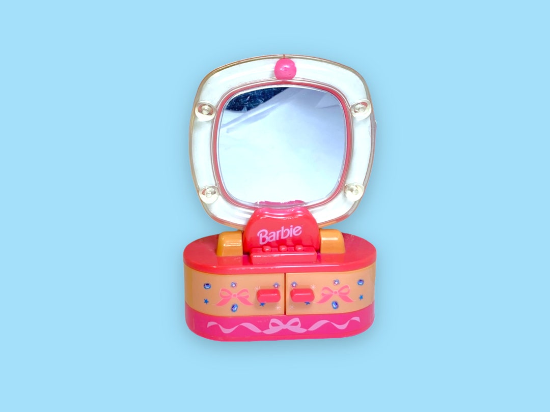 Vintage 90s Barbie Light up Makeup Mirror Jewelry Box. Cute Etsy