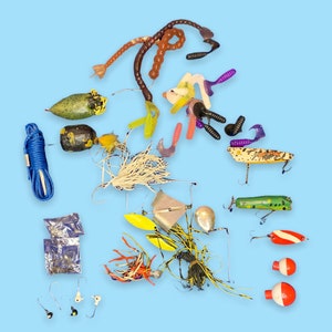 Vintage Fishing Lures and Tackle variety Collection.