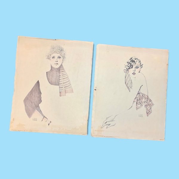 Vintage Lithographs Of Beautiful Women.Rare