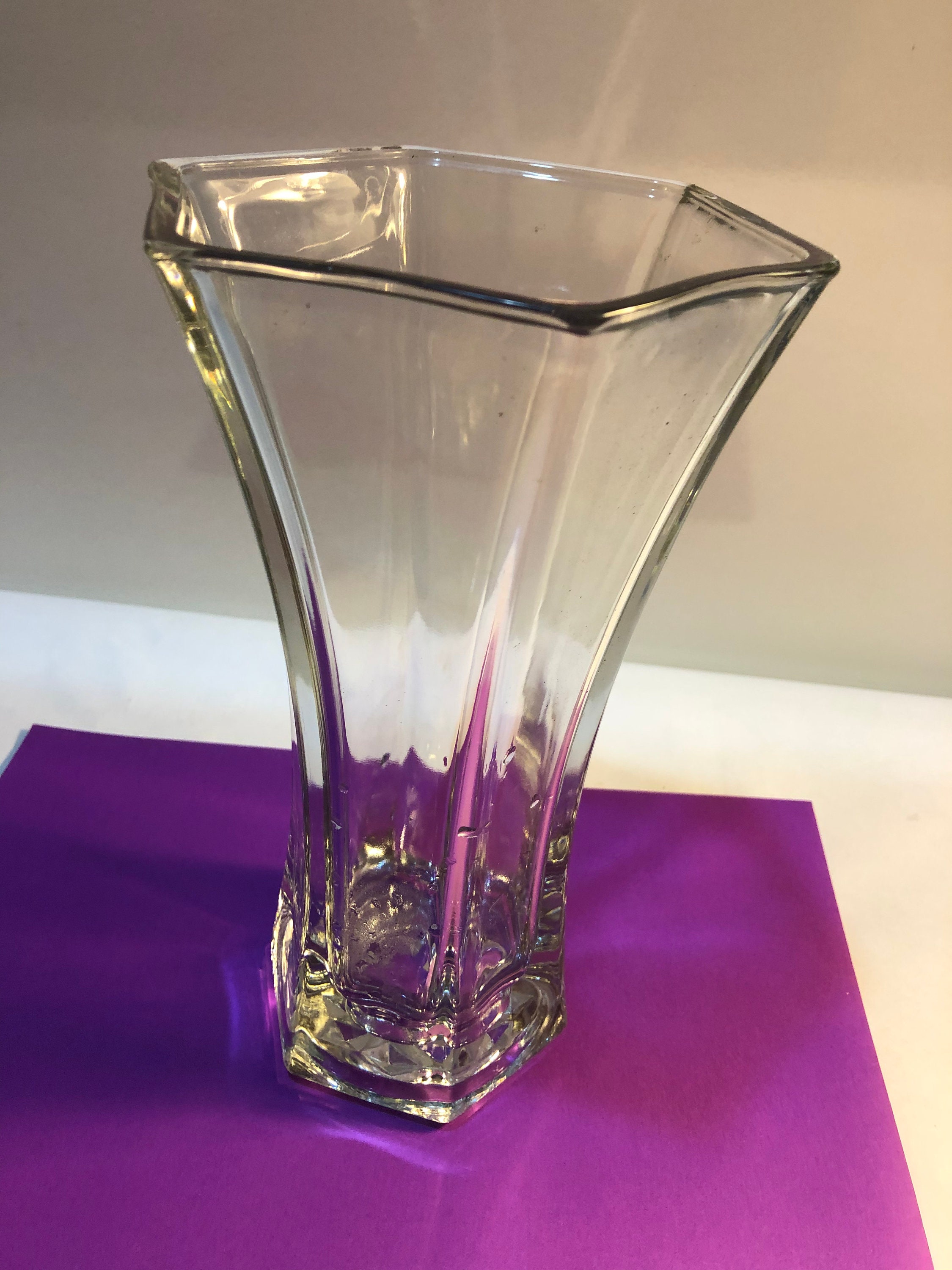 Tall thick glass vase Etsy