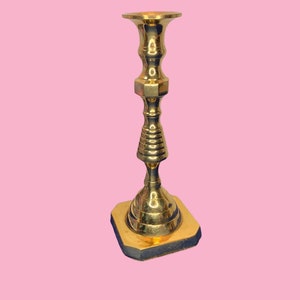Vintage Tall Golden Brass Hampton Candle Stick Holder.