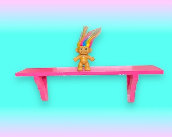 Vintage Pink Wooden Wall Shelf.