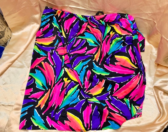 Vintage 90s Neon Mini Skirt. - image 2