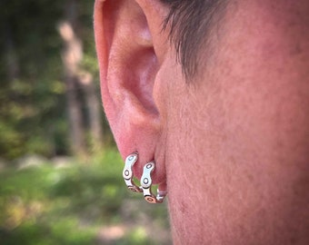 bicycle earrings - bike earrings - bicycle chain earrings - outdoor jewelry - triathlon jewelry