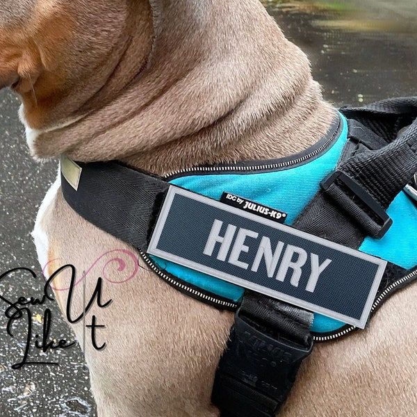 Dog Harness Name Patch Embroidered Pet Name Patch GREY Dog Name Patch Suitable for Julius-K9 Products Dog Name Sign Tag Velcro Name Patch