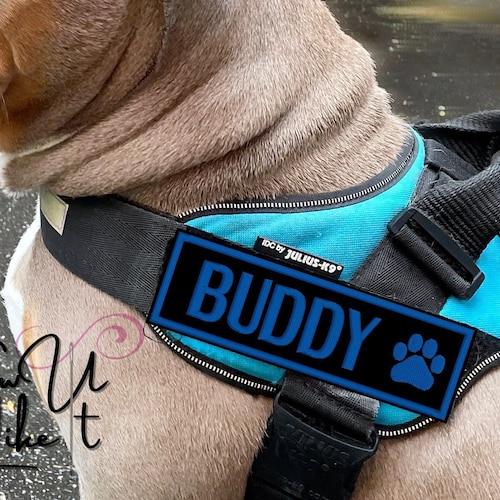 Dog Harness Name Patch Embroidered Pet Name Patch With Paw Etsy