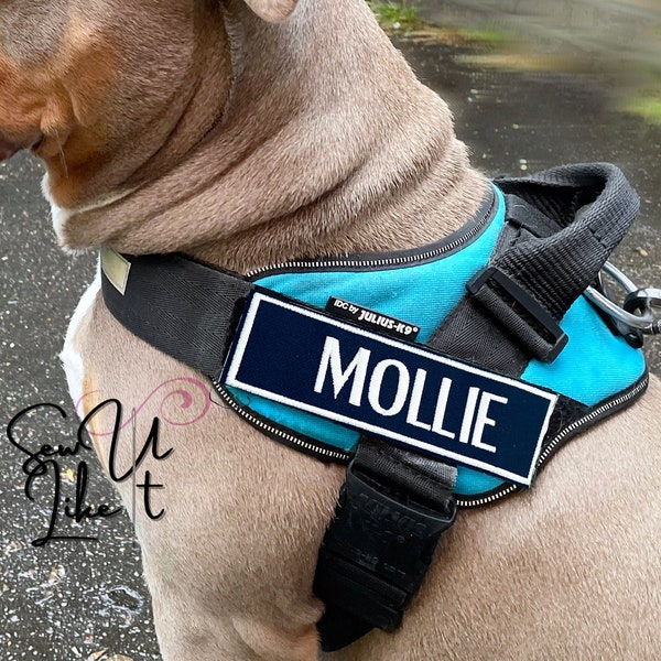 Écusson pour harnais pour chien, écusson brodé pour le nom d'un animal de compagnie, adapté aux produits Julius-K9, plaque d'identification noire pour chien