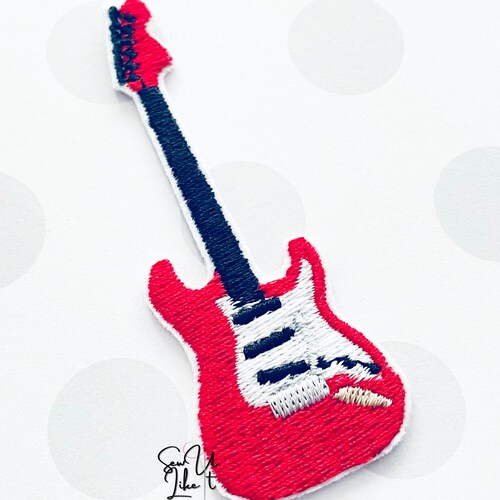 ELECTRIC GUITAR PATCH Embroidered Ironon Rock and Roll Etsy