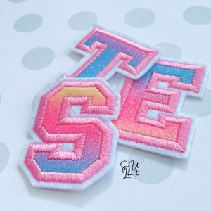 Patch bordado inicial com letra universitária brilhante, patch faça você mesmo para meias de Natal, patch para passar a ferro, patch para costurar, aplique bordado