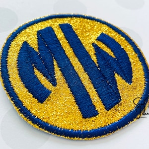 Personalised Glitter patch, Circle Engraved Monogram Initial Embroidered Patch, Iron on patch, Sew on patch, Iron on badge, Appliqué
