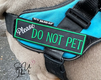 Embroidered Dog Harness Patch: "Do Not Pet" - Customizable Name, Large Size Personalised Pet Name Patch