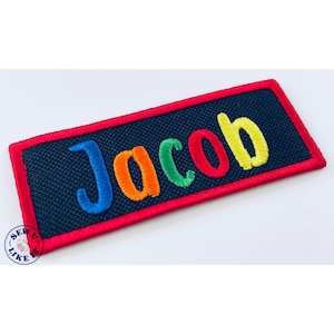Patch nominatif brodé personnalisé, écusson arc-en-ciel à repasser, écusson à coudre, écusson prénom personnalisé, badge personnalisé, retour à l'école, écusson nom de sac