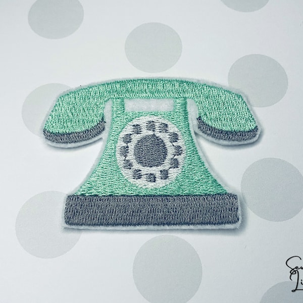 Retro phone embroidered patch, Iron on patch, Sew on patch, Appliqué, Iron on badge