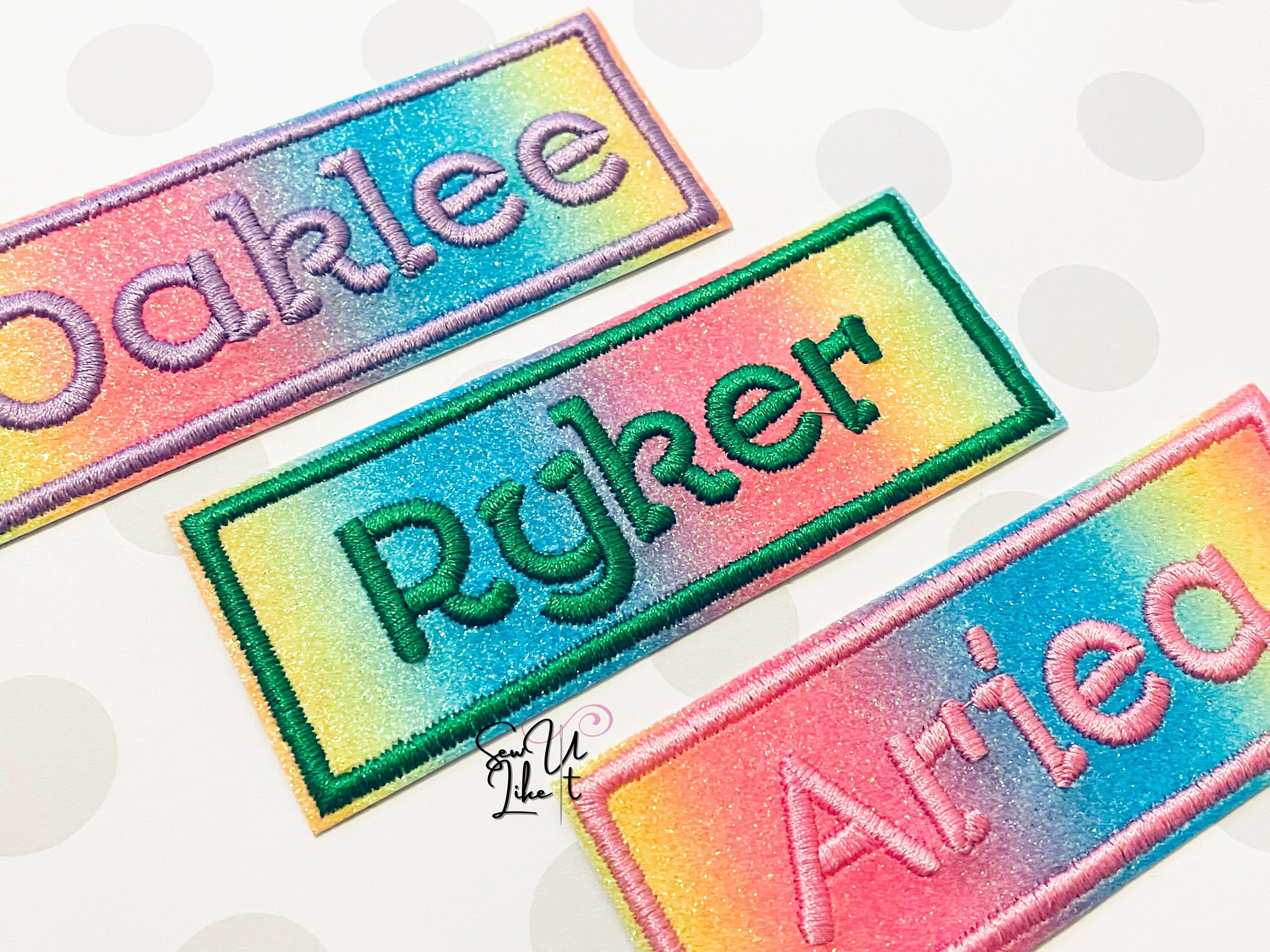 Embroidered Glitter Rainbow Vinyl Name Patch – Cee Bee Stitches