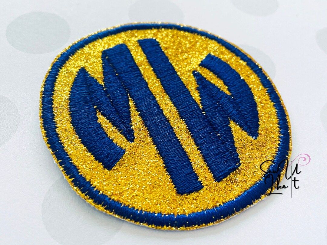 Circle Ribbon Patch Personalised Glitter Patch, Circle Engraved Monogram Initial ...