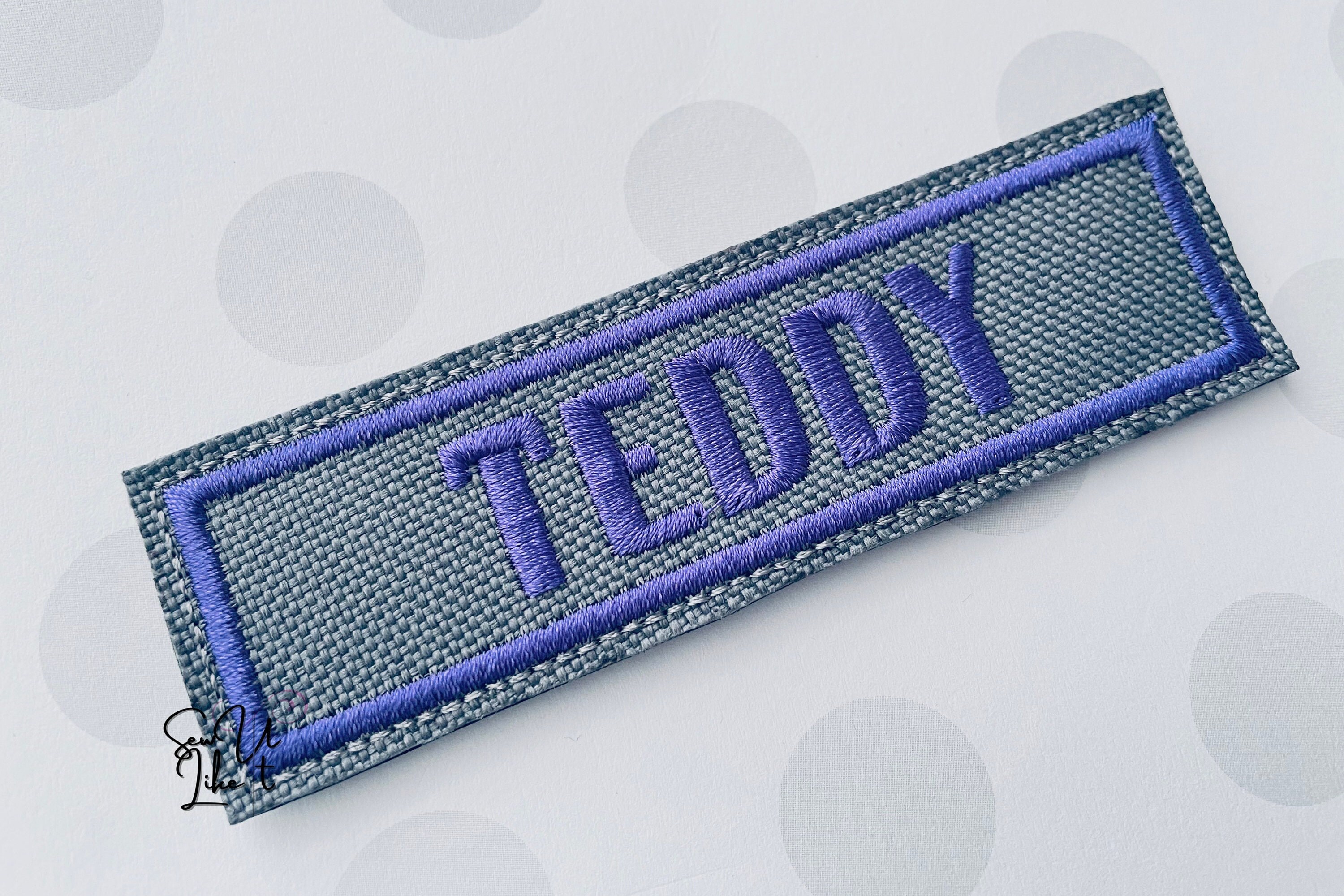 Dog Harness Name Patch Embroidered Pet Name Patch GREY Dog Etsy
