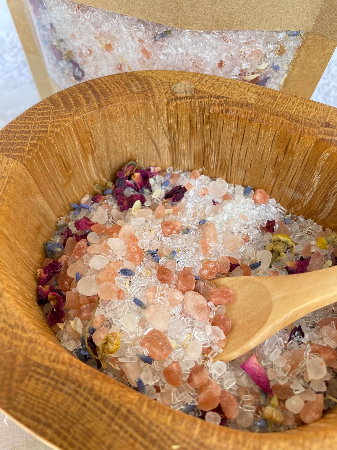 Rose Quartz Infused Bath Salts Pink Himalayan Rock Salt Etsy